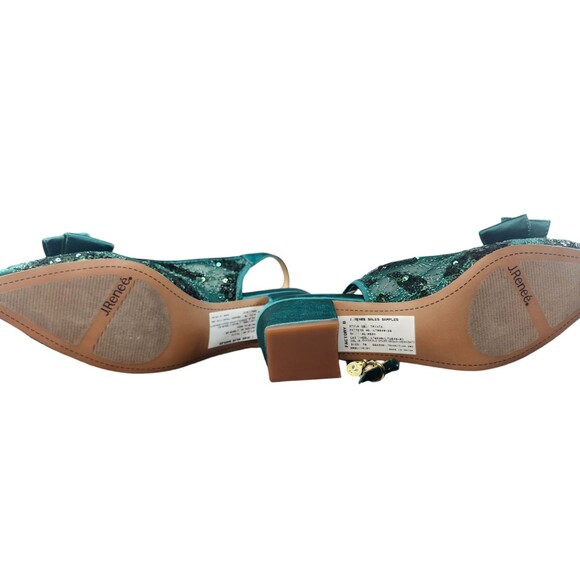 J. Renee Triata Green Heels Size 7 | Sample Sale 2022 | 2-Inch Kitten Heel Shoes - Picture 2 of 4